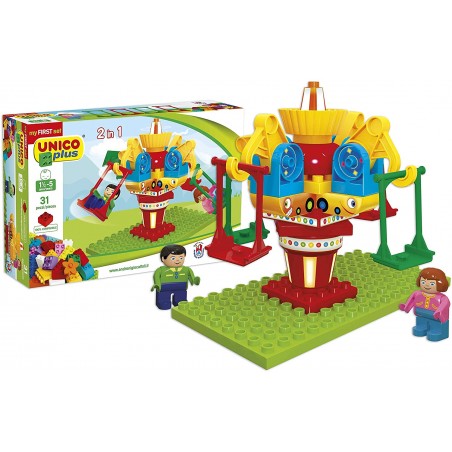 UnicoPlus 8623-0000 Parco Giochi 2in1 Costruzioni per creare due Giostre con gli stessi pezzi