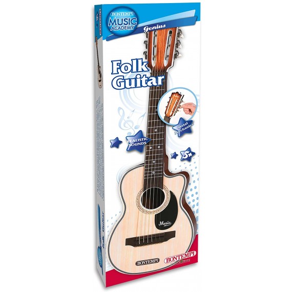 Bontempi 20 7010 Chitarra folk in plastica a 6 corde in metallo, L. 70 cm