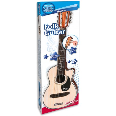 Bontempi 20 7010 Chitarra folk in plastica a 6 corde in metallo, L. 70 cm