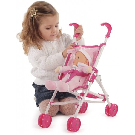 Rocco Giocattoli- Bambolina-Bambola con Passeggino, 34 cm, FB915WB