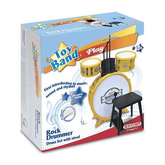 Bontempi Batteria a tre elementi con sgabello e bacchette 51 4501