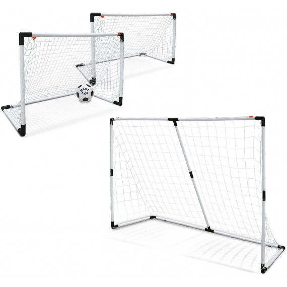 Mondo 18054 - Set Porta Calcio Media "2 in 1", 1 Porta 183 X 121 Cm o 2 Porte 91,5 X 63 Cm, 1 Palla, 1 Pompa