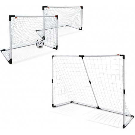 Mondo 18054 - Set Porta Calcio Media "2 in 1", 1 Porta 183 X 121 Cm o 2 Porte 91,5 X 63 Cm, 1 Palla, 1 Pompa