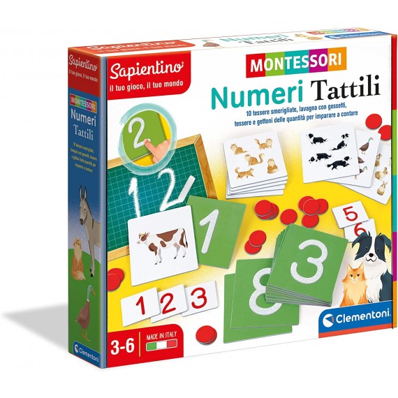 Clementoni 16361 Sapientino Numeri tattili Montessori Gioco educativo per Imparare i Numeri e a contare