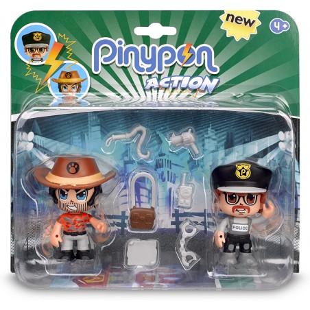 Famosa 700014492 Pinypon Action Confezione da 2 statuette polizia e avventuriero