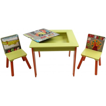 Giocheria GGI190414 A di Arte Tavolo con Lavagna e 2 Sedie Giungla