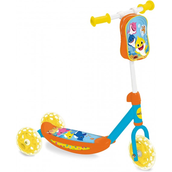 Mondo 28695 My First Scooter Baby Shark Monopattino 3 Ruote con Borsetta Porta Oggetti inclusa