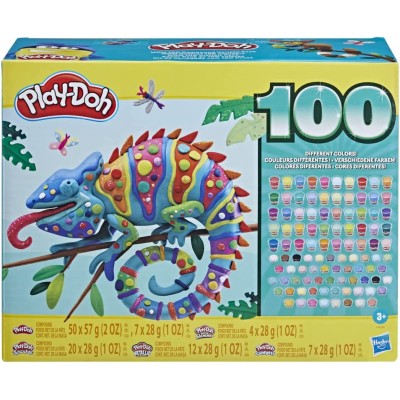 Play-Doh F4636 Wow 100 Vasetti Confezione assortita di Pasta modellabile con 100 vasetti
