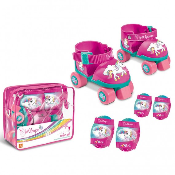 Set Pattini Regolabili in Borsa trasparente Unicorno colore Rosa Mondo 28511