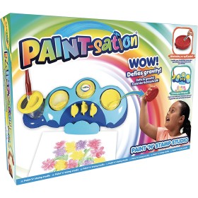 Goliath Paint Sation n' Stamp Studio tempere lavabili con vassoio portapennelli timbrini e fogli per colorare senza sporcare