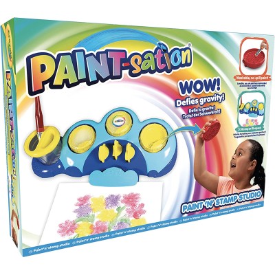 Goliath Paint Sation n' Stamp Studio tempere lavabili con vassoio portapennelli timbrini e fogli per colorare senza sporcare