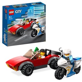 LEGO City 60392 Inseguimento sulla Moto della Polizia con Modello di Auto da Corsa e 2 Minifigure