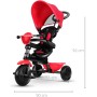 Triciclo Qplay Cosy 4in1 con Maniglione Direzionabile e Cappottina Parasole 8811 Rosso