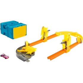 Hot Wheels HMC03 Box Track Builder con 1 veicolo, 12 pezzi pista e accessori