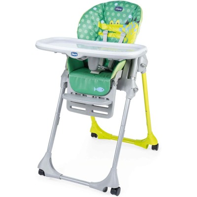 Chicco 07956567 Seggiolone Pappa Polly Easy Evolutivo Reclinabile Altezza Regolabile Chiusura Compatta - Crocodile Verde