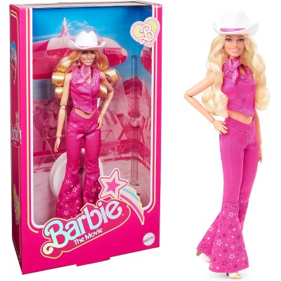 Mattel HPK00 Barbie The Movie 2023 Margot Robbie Barbie da collezione con abito western rosa e cappello da cowboy