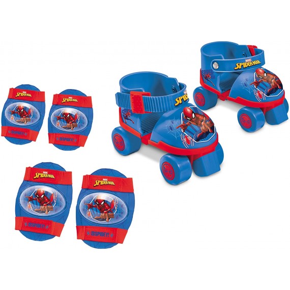 Pattini a rotelle regolabili Spiderman Ultimate Marvel - Taglia dal 22 al 29 , gomitiere e ginocchiere - 18390